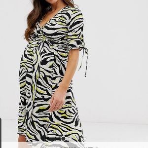 Maternity Zebra Print Wrap Dress